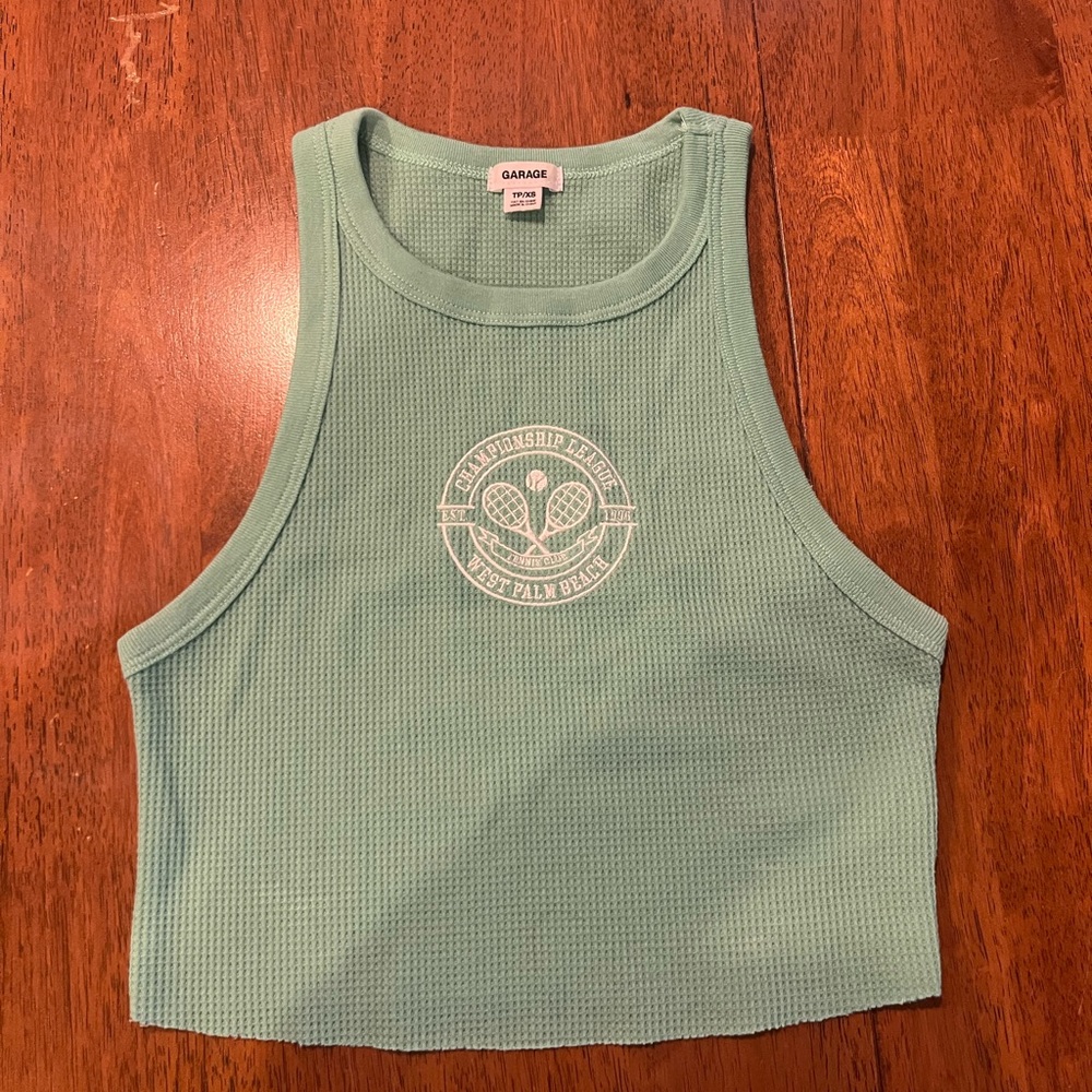 Garage Mint Green Sleeveless Tank Top with Crop Fitted Style
